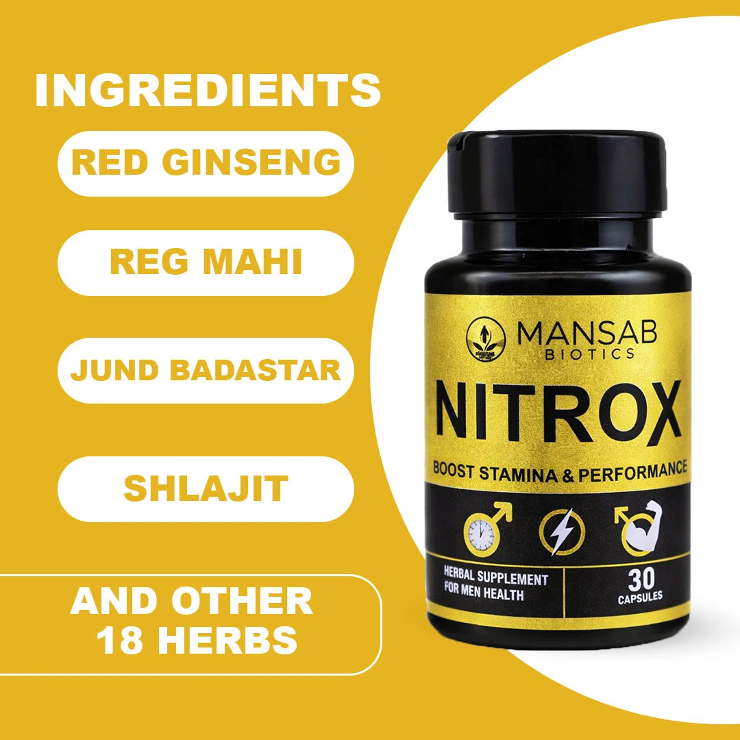 Nitrox Performance Booster – Energy & Endurance Support Mansabbiotics