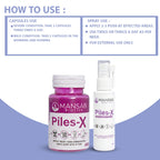 Piles-X Bundle (Oil Spray + Herbal Capsules) Mansabbiotics