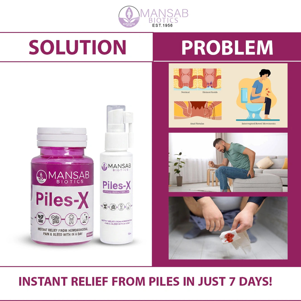 Piles-X Bundle (Oil Spray + Herbal Capsules) Mansabbiotics